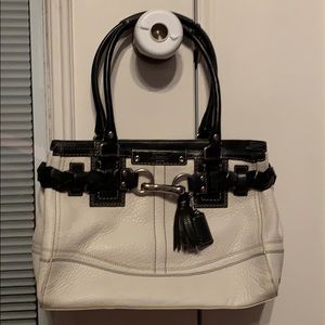 Authentic cream and black leather Coach bag purse